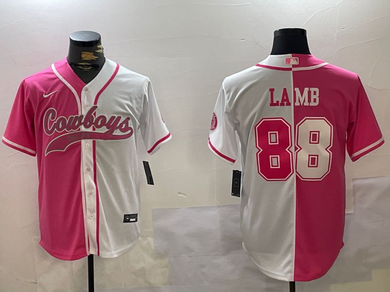 Men Dallas Cowboys #88 Lamb white pink Joint Name 2024 Nike Limited NFL Jersey style 1